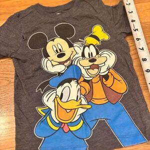 Kids Disney Mickey Mouse Donald Duck Goofy Graphic T Shirt Short‎ Sleeve Gray